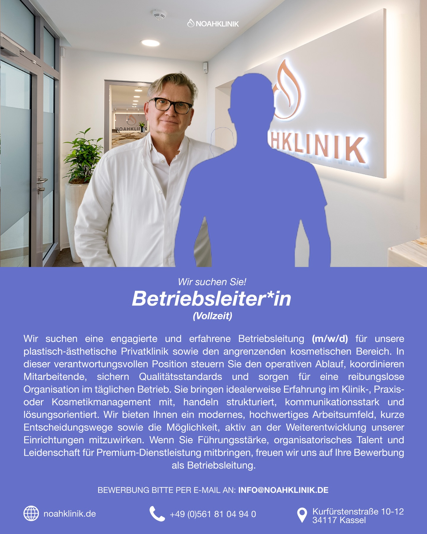 ✨ Gute Nachrichten für 2026 – wir stellen ein!✨ Die Noah Klinik wächst weiter und wir suchen Verstärkung für unser Team. Vielleicht sind Sie genau die richtige Person für uns. Aktuelle Stellenangebote: • Betriebsleiterin (Vollzeit) • Fachkosmetikerin (Vollzeit / Teilzeit) • MFA mit Anästhesie-Erfahrung (Vollzeit) • MFA mit OP-Erfahrung (Vollzeit) • Nachtdienst (Nebenjob) Sie möchten Teil eines engagierten, professionellen und sympathischen Teams in der ästhetischen Medizin werden? Dann freuen wir uns darauf, Sie kennenzulernen!